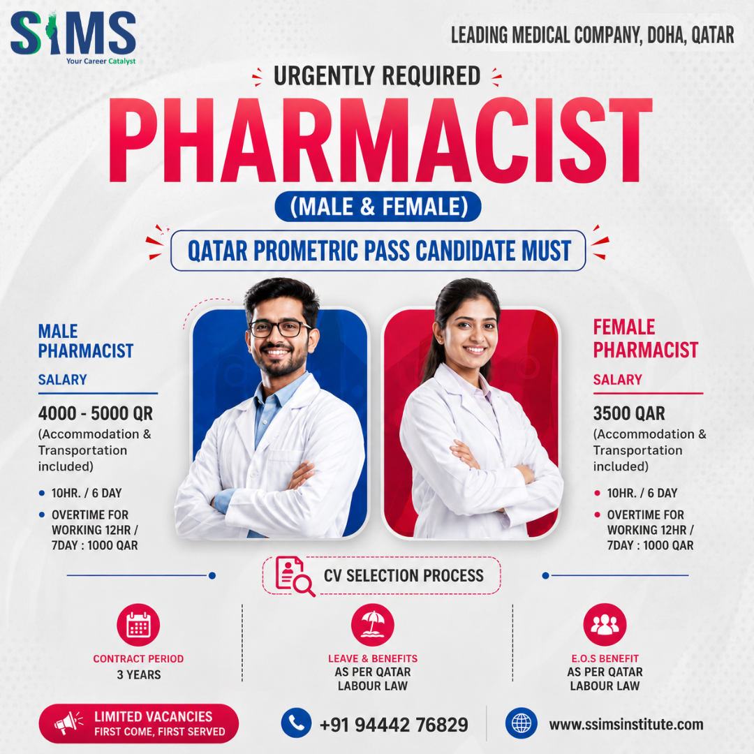 Pharmacist - Urgent Requirement in Qatar (Male & Female) — Gulf job poster
